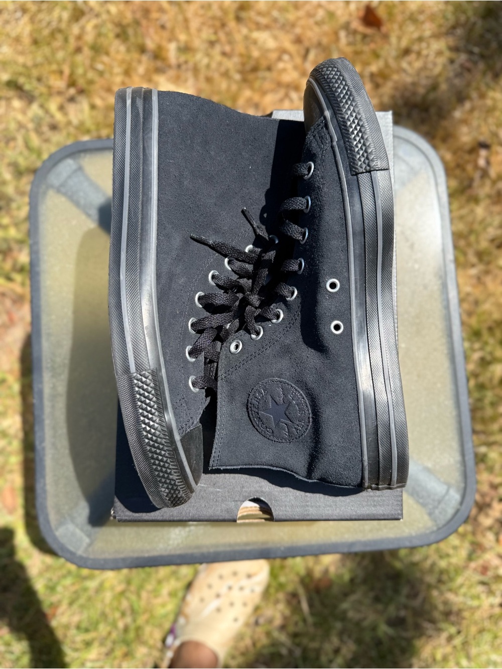 Converse Chuck Taylor All Star High Top – Black Suede (Size 9.5 Men / 11.5 Women